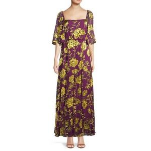 Alice + Olivia Purple and Yellow Floral Maxi Dress